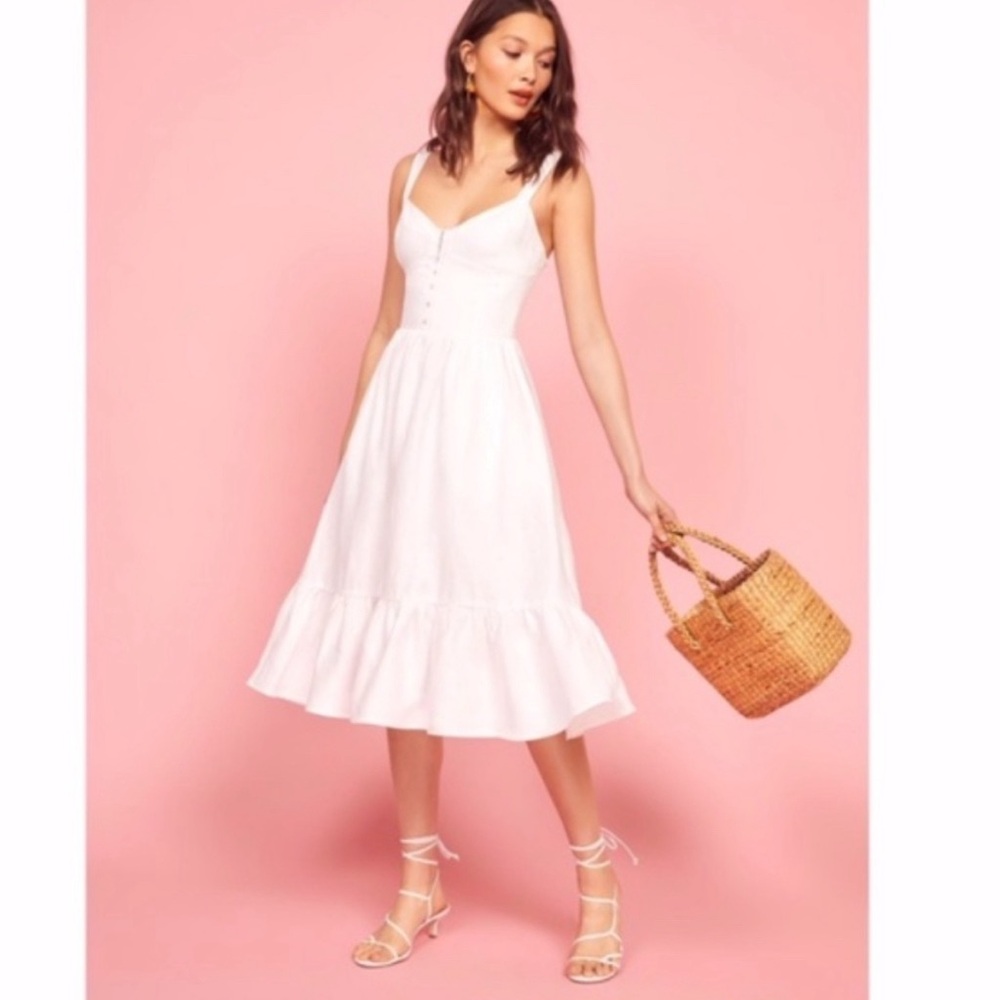 NWT Reformation Dolce Linen Dress size 10 white